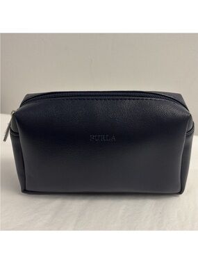 Furla unisex travel bag make up bag Navy Blue zipper top cosmetic DOP bag unisex